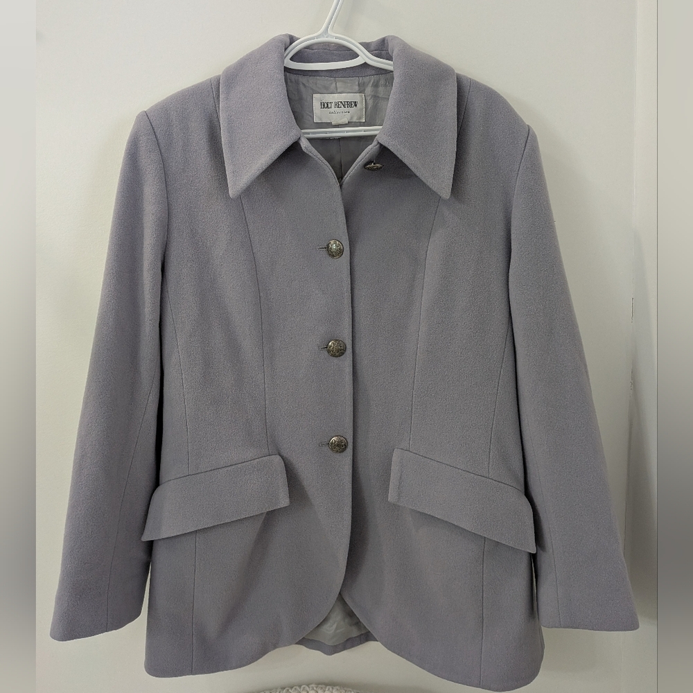 Vintage Holt Renfrew Cashmere & Wool Blend Blazer Coat – Periwinkle Lavender 🪻
